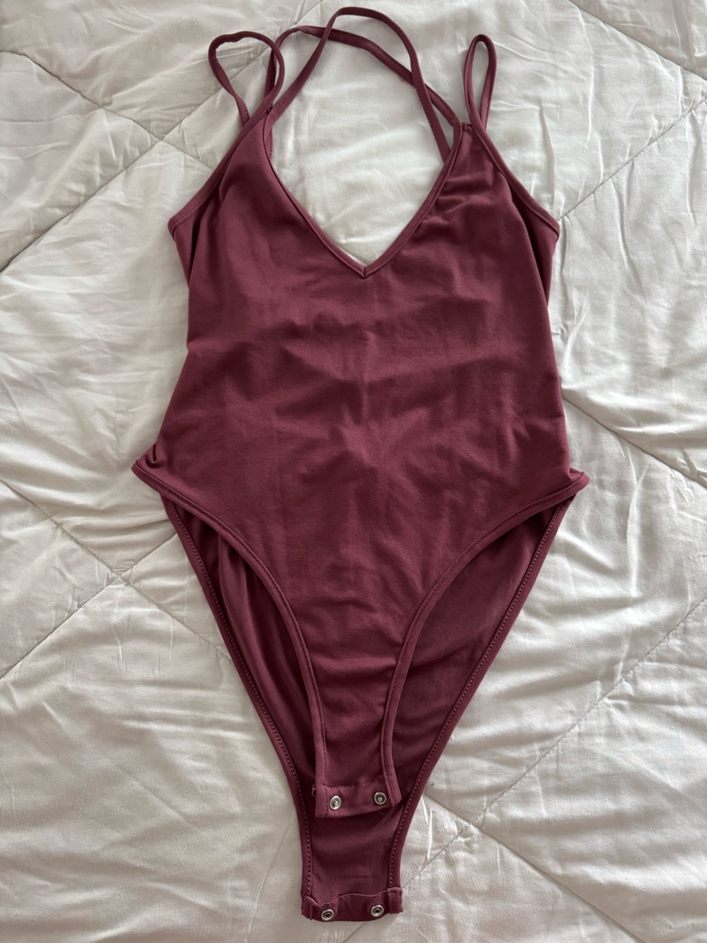 Women’s Burgundy V-Neck Bodysuit